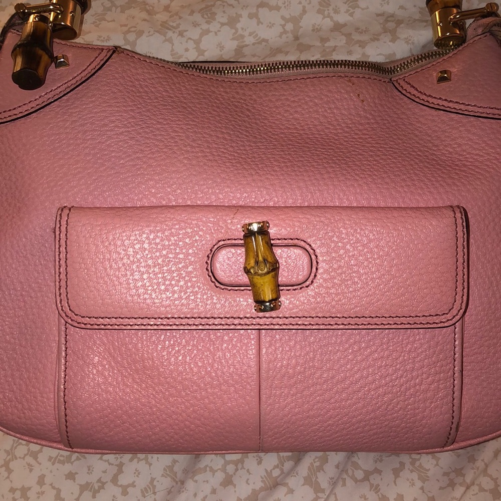 Authentic Gucci Pink Peddle Leather w/ Bamboo - Picture 14 of 15